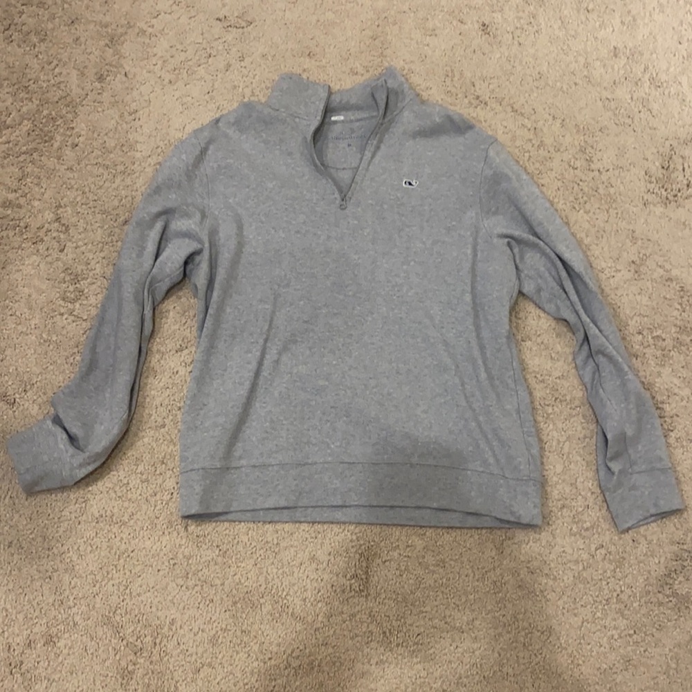 Men Vineyard Vines Quarter Zip Pullover Gray Medium Nice